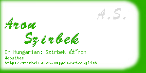 aron szirbek business card